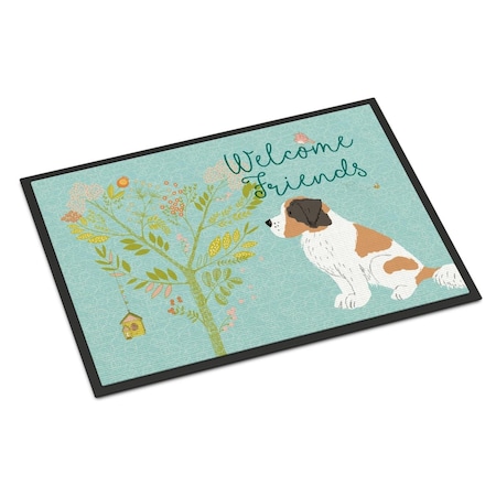 Carolines Treasures Welcome Friends Saint Bernard Indoor or Outdoor Mat, 24 x 36 in. BB7599JMAT